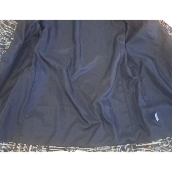 Womens Coldwater Creek Rain Jacket Trench Coat Navy Blue Geometric Pockets Large - Picture 3 of 6